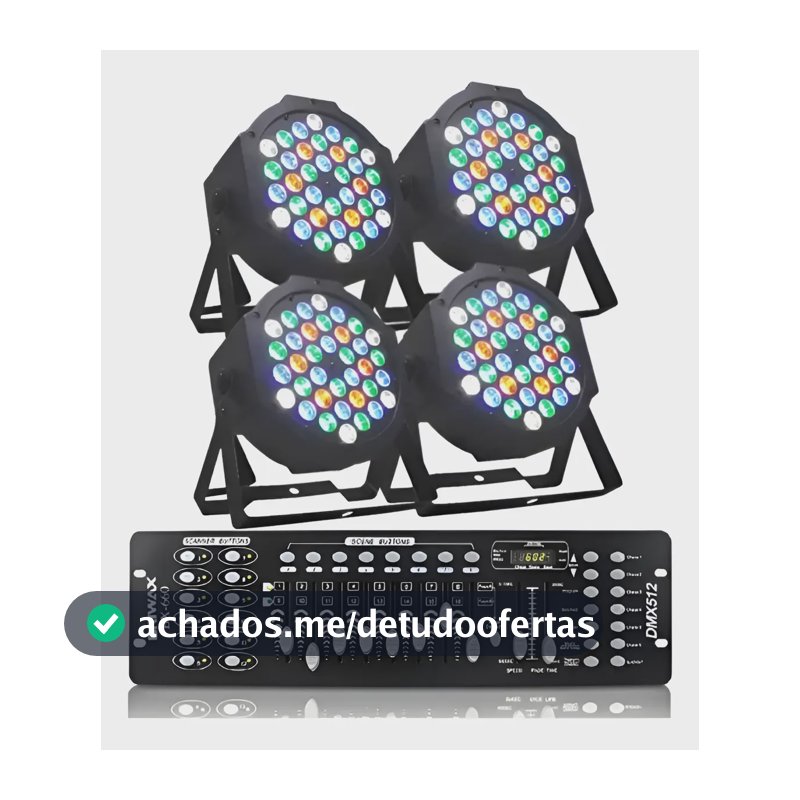 Canhão Refletor Led Rgbw Backstage Slim 36w 4 Unid + Mesa Dmx