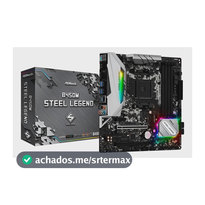 Placa Mãe Asrock B450m Steel Legend Amd Am4 Matx Ddr4 Preto
