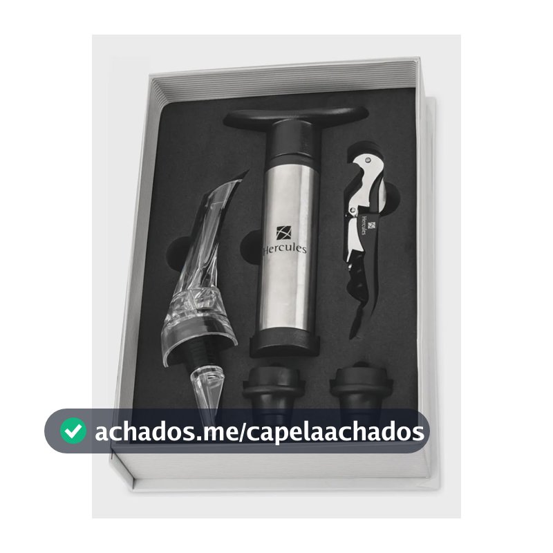 Conjunto de Vinho 5 peças e acessórios para vinho com saca rolhas Hercules Caixa presente