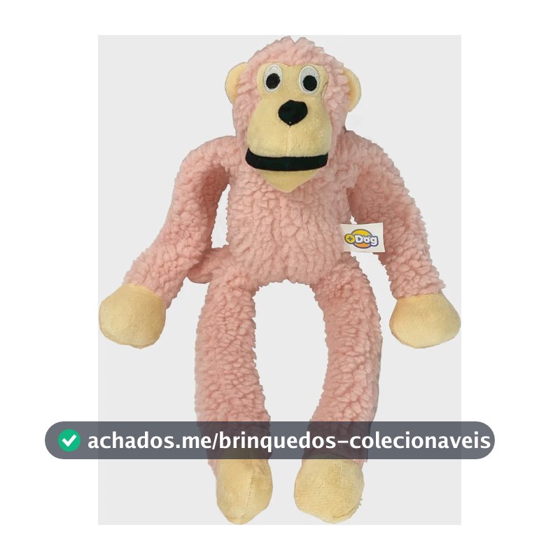 Mordedor Para Cachorro Pet Pelúcia Brinquedo Macaco G 40cm Cor Rosa