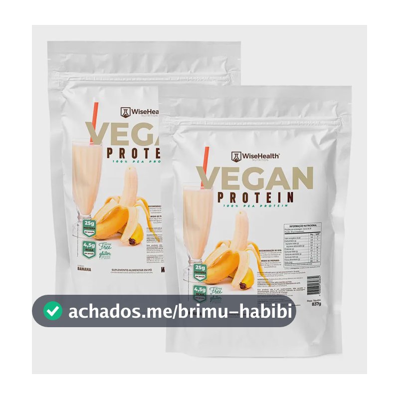 Kit 2 Vegan Protein - Proteína Vegana Sabor Banana (837g) - WiseHealth