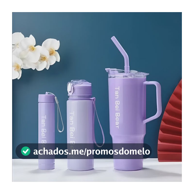 Kit 3 Garrafas Água Academia Corrida Squeeze Motivacional Roxo