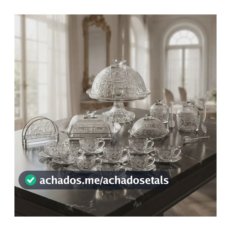 Aparelho da L'hermitage Linha Canary Em Cristal Com 18 Pçs Mesa Posta Cafe Chá Da Manhã Tarde Luxo