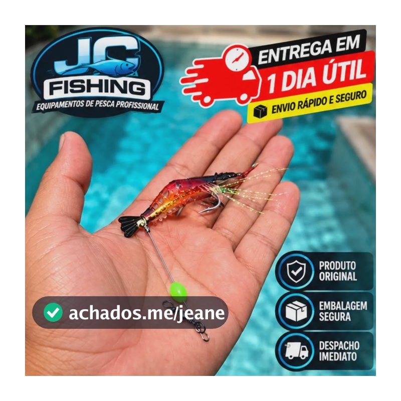 Kit 2 Iscas Artificial Camarão 9cm Luminosa Tucunaré Traíra Amarelo