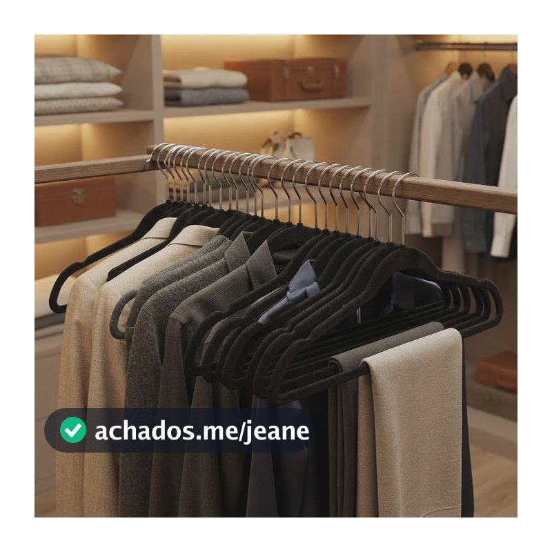 50 Cabides Veludo Antideslizante Adulto Bege Cinza Ou Preto Preto