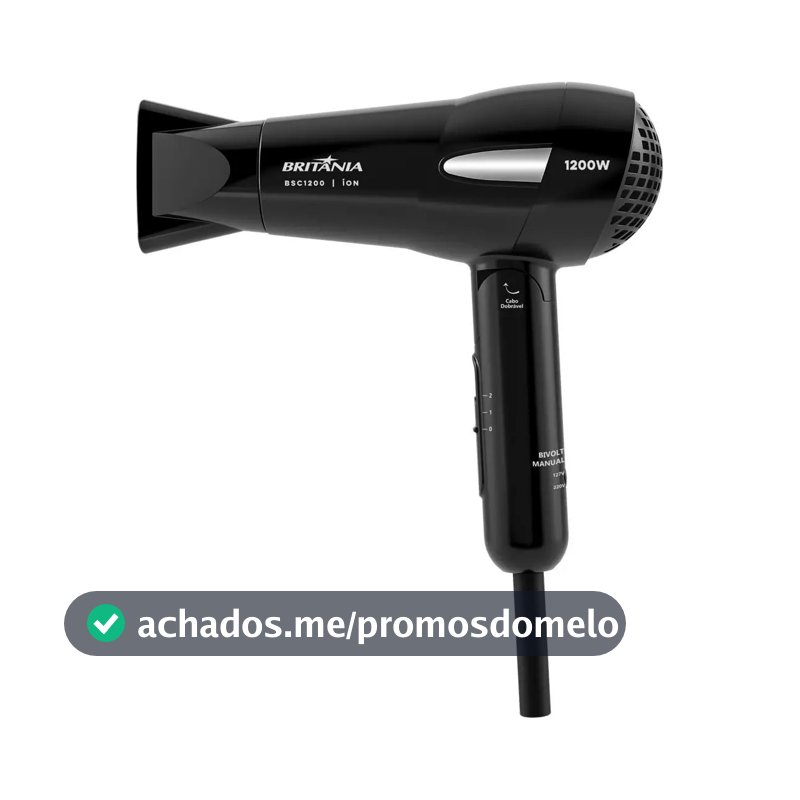 Secador De Cabelos Britânia 1200w Bsc1200 Cor Preto