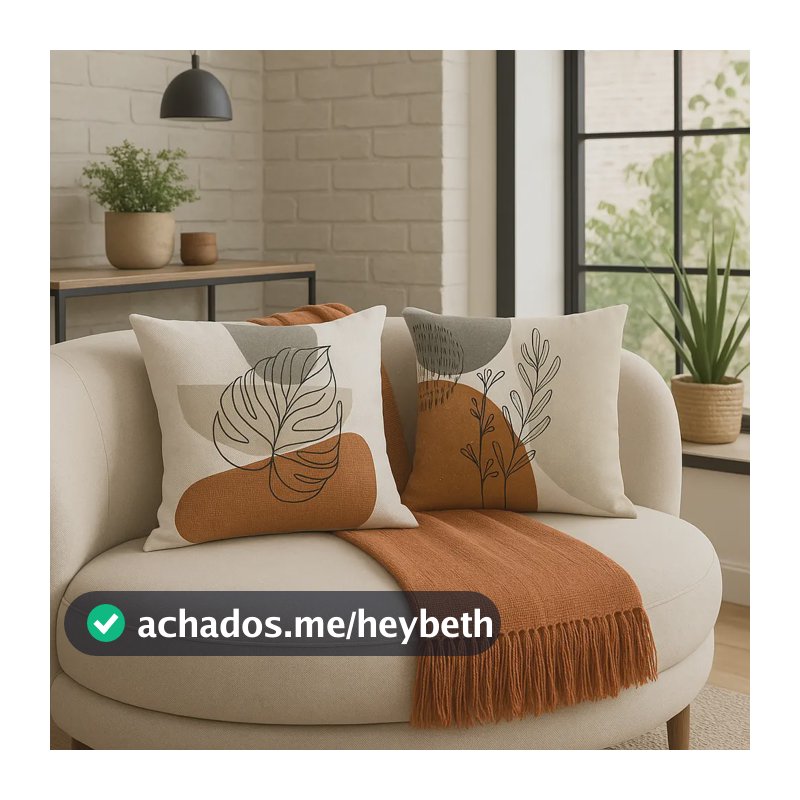 Kit Manta De Sofá Terracota + 2 Capas Almofada Boho Galhos Terracota Costela De Adão E Galhos