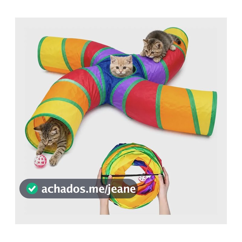 Túnel Labirinto Gatos Cães Interativo Dobrável Brinquedo Pet Túnel S De 4 Saídas