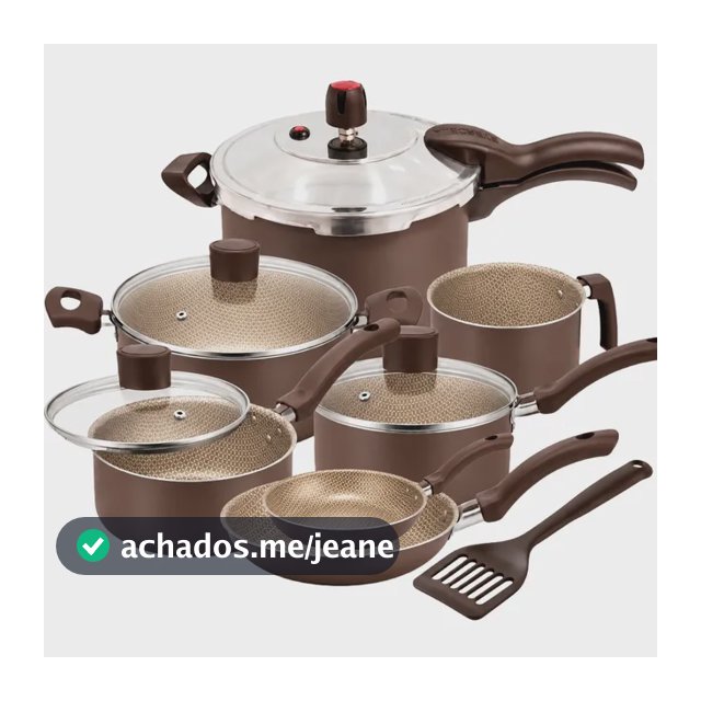 Jogo De Panelas Teflon 8p Chocolate C/frigideira + Pressão Marrom