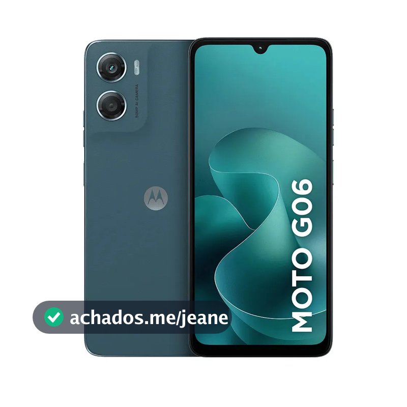 Smartphone Motorola Moto G06 - 64GB 4GB RAM + 8GB Ram Boost, Camera 50MP com AI, Bateria de 5200 mAh e Tela 6.9" - Azul Marinho