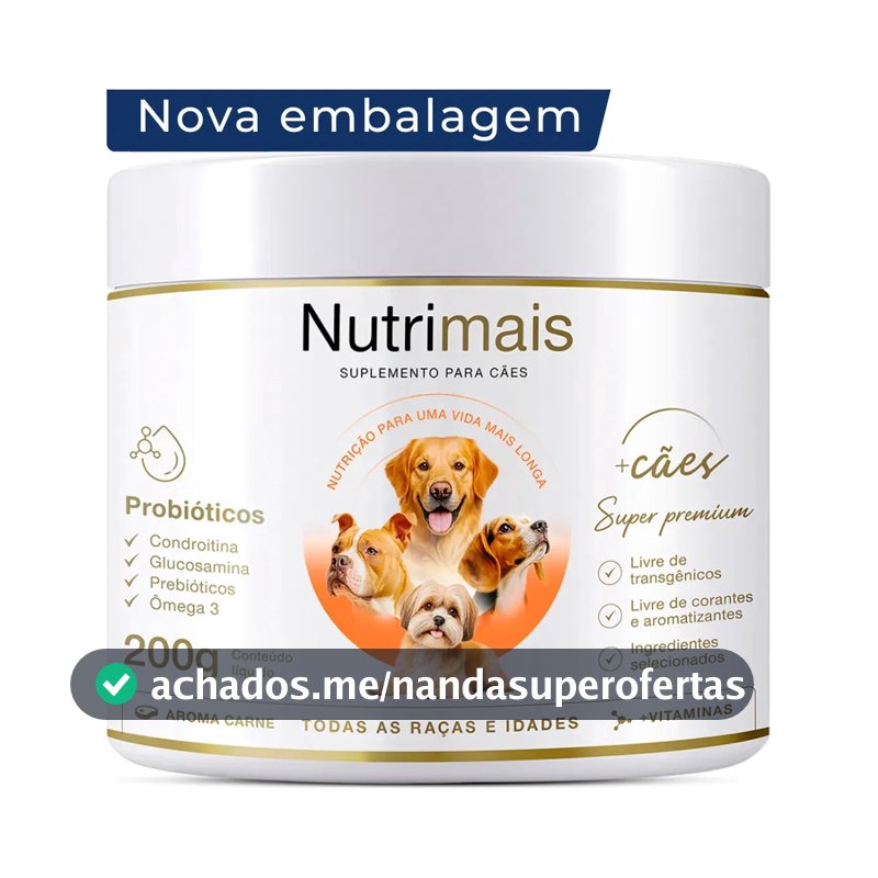 Suplemento Cães Pele Sensível Queda de Pelos Pele e Derme Nutrimais Probióticos 200g