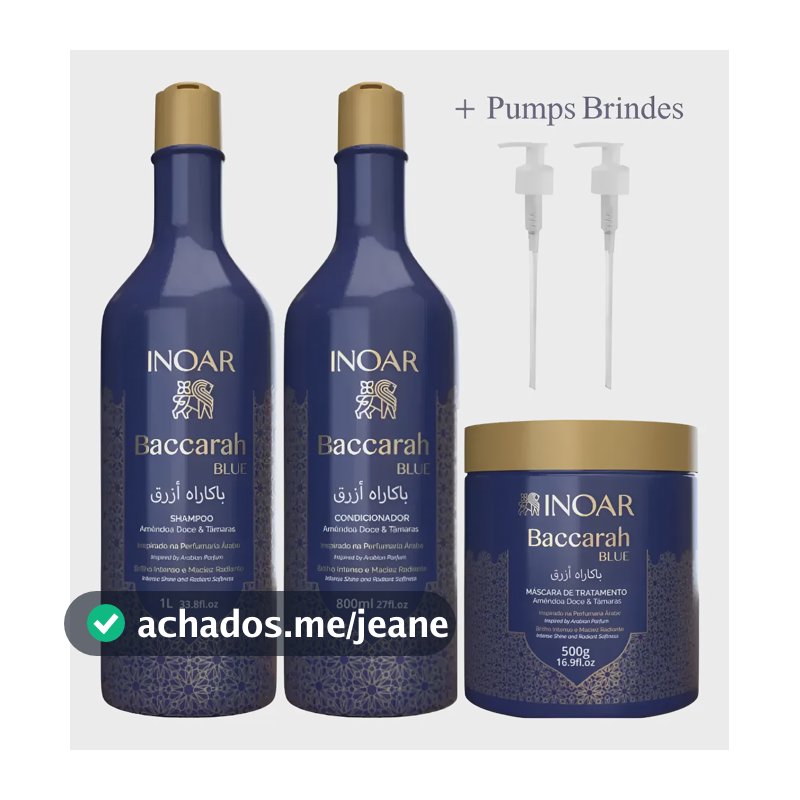 Inoar Baccarah Blue Kit Shampoo 1l + Cond 800ml + Másc 500gr