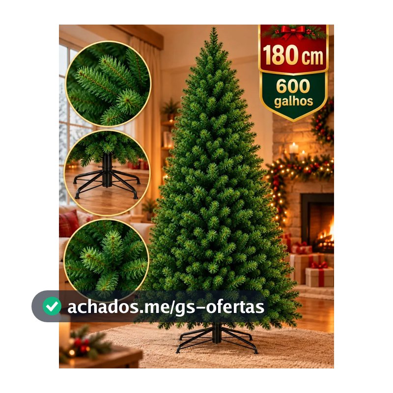 Árvore De Natal Pinheiro Luxo Artificial 180cm 600 Galhos Verde Pinheiro Base De Ferro Decorativa Realista Carinho Na Barriga
