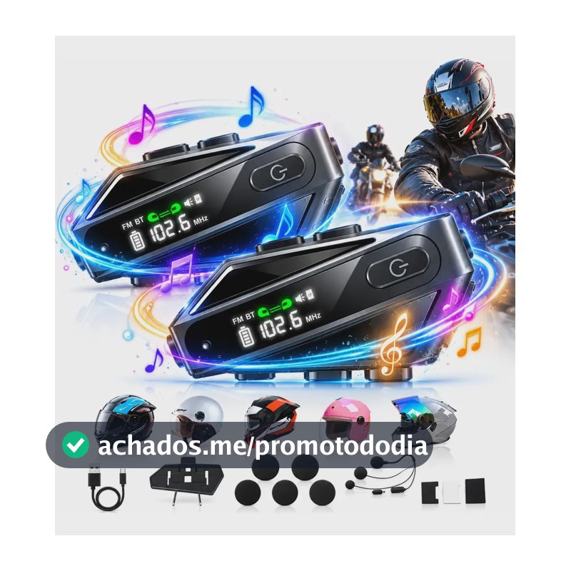 Par Intercomunicador Capacete Moto Kuerl Bluetooth Sem Fio