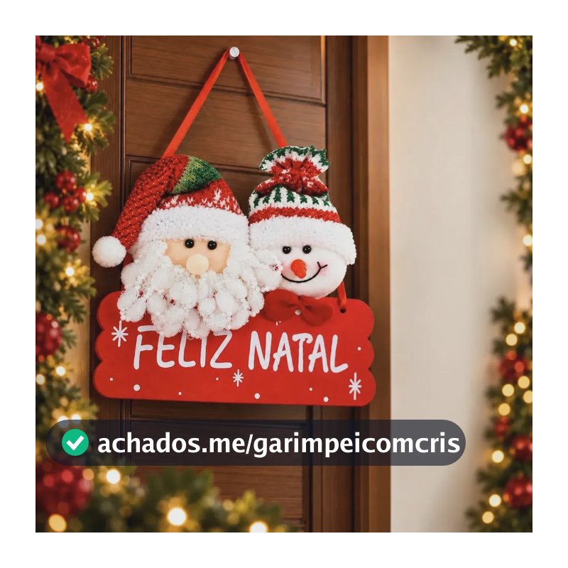 Enfeite Porta Feliz Natal Para Pendurar Guirlanda Decoração