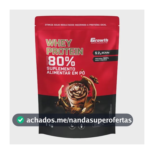 Proteína Growth Supplements Whey concentrado em pó sabor Milkshake de chocolate x 1kg