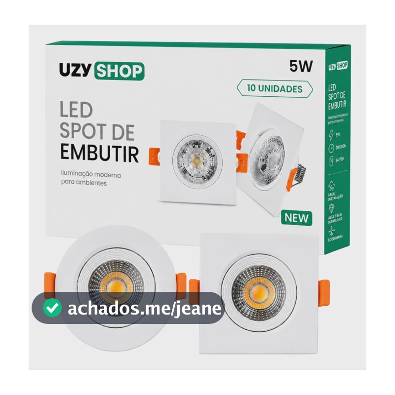 Kit 10 Spot Led 5w Embutido Redondo Quadrado 3000k 6500k Quadrado Branco Frio 6500k