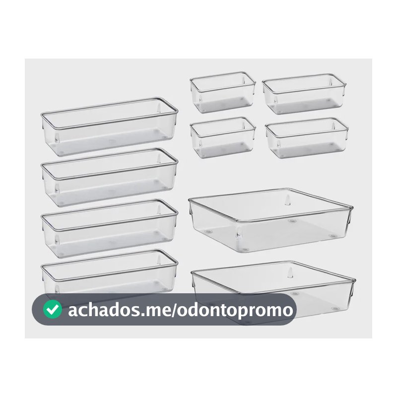 Kit 10 Organizador Multiuso Modular Gaveta Acrilico Rebirth Cor Cristal