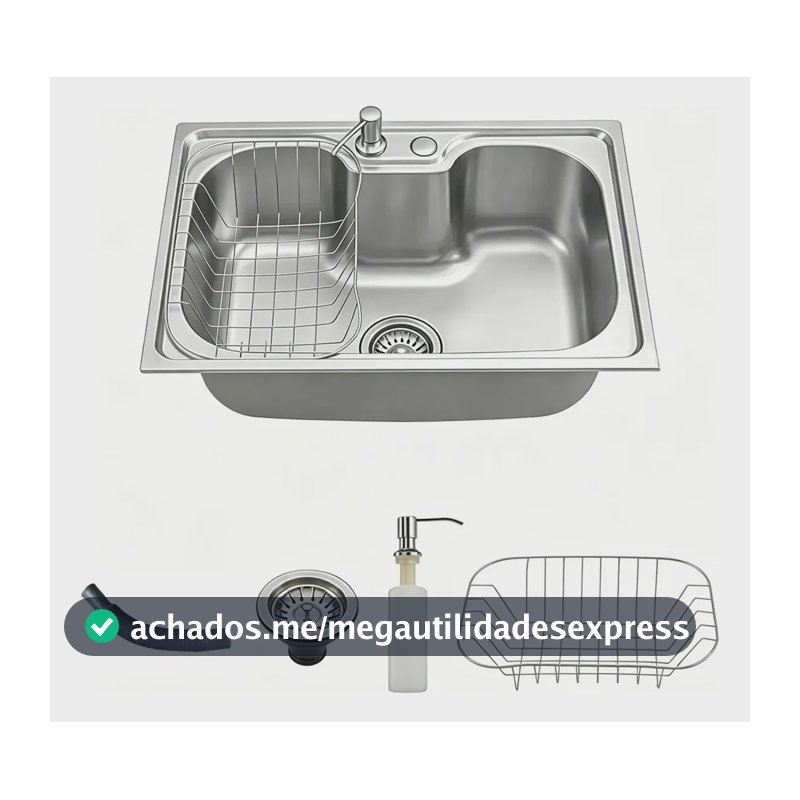 Kit Cuba Gourmet Cozinha Aço Inox 304 50x40cm Com Acessórios Prateado