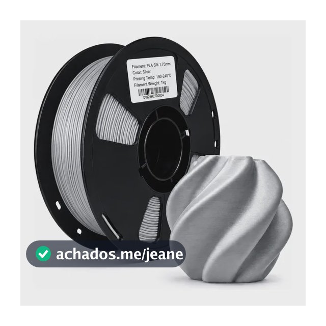 Filamento Pla Silk Prata 1kg, Metalizado/cromado Prateado