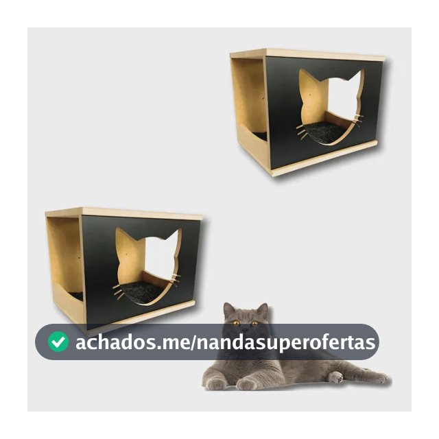 Toca Gato 2pcs Kit Montado Casinha Nicho Mdf 15mm Resistente Cor Preto