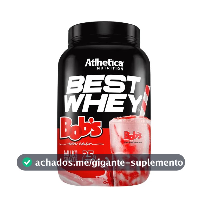 Proteína Atlhetica Nutrition Best Whey Bob's em pó sabor Milkshake de Morango Bobs x 900g