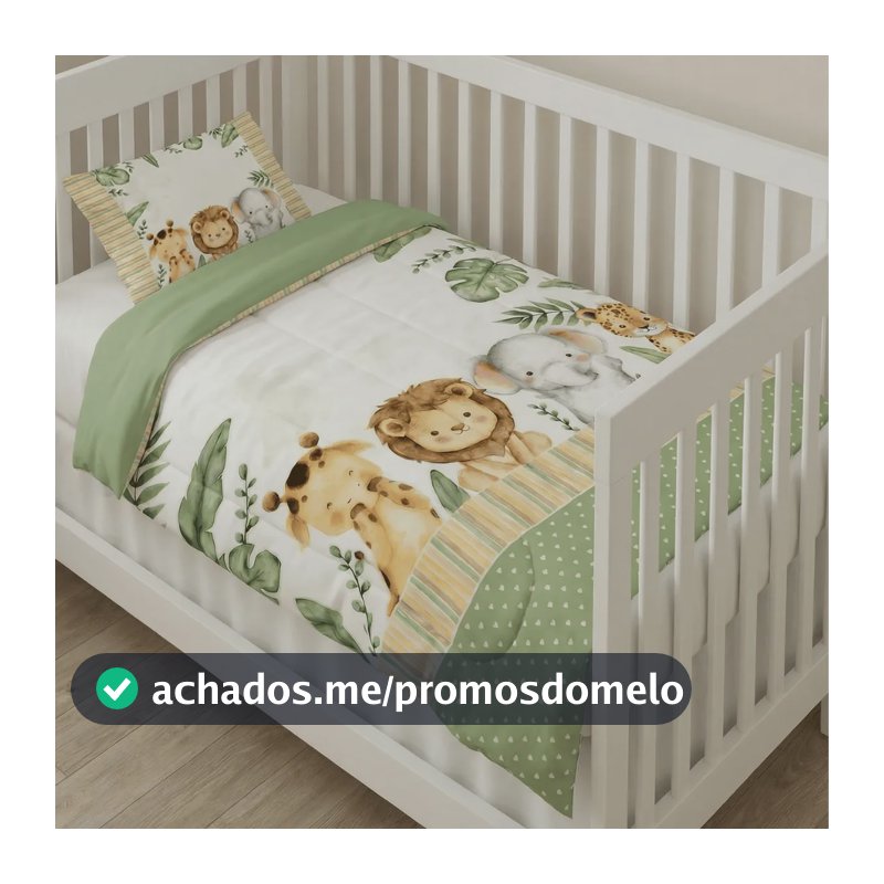 Edredom De Berço 400 Fios Dupla Face Premium Macio E Quente Estampa Safari Baby