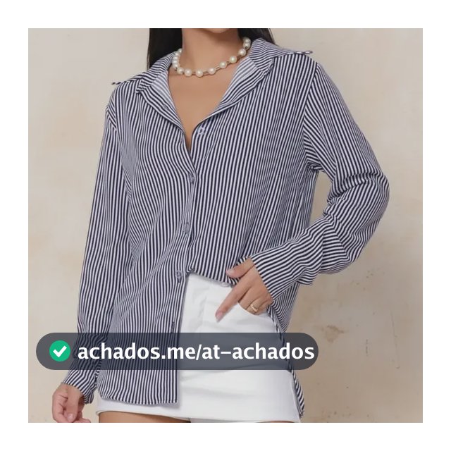 Camisa Social Feminina Clássica Listrada C/ Botões Tendência