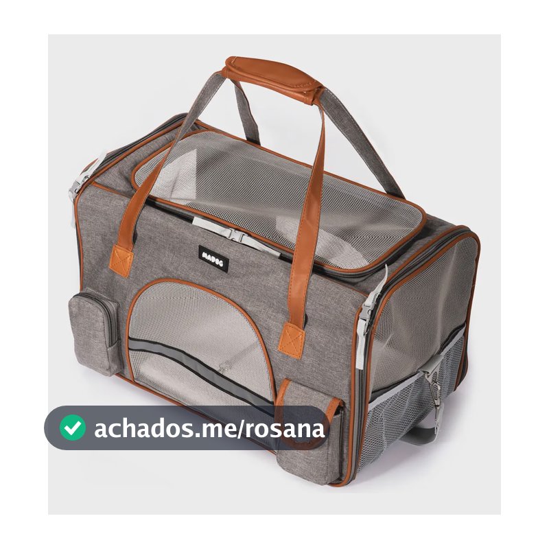 Bolsa Transporte Pet Grande Viagem Cabine Avião Madog Lux Cor Cinza-claro