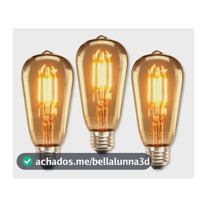 Kit 3 Lâmpada Filamento Led Homefy Decorativa Retrô Vintage Âmbar Branco-quente ST64