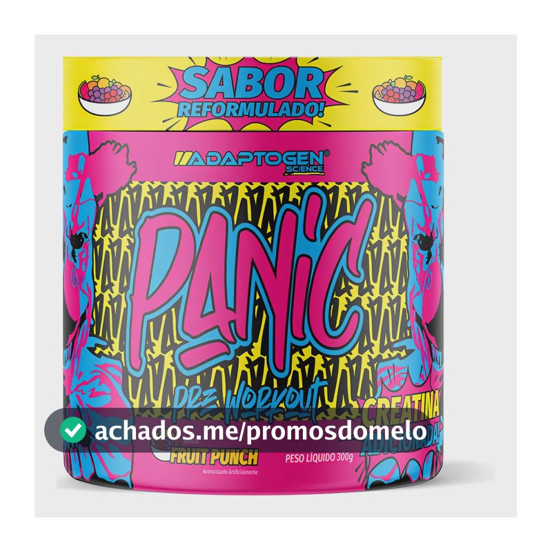 Suplemento Em Pó Adaptogen Science Panic Pré Treino com creatina Pote 300g Sabor Ponche de Frutas
