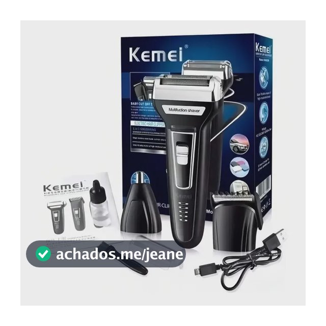 Barbeador E Cortador De Cabelo 3 Em 1 Kemei Km-6558 Preto 127/220v