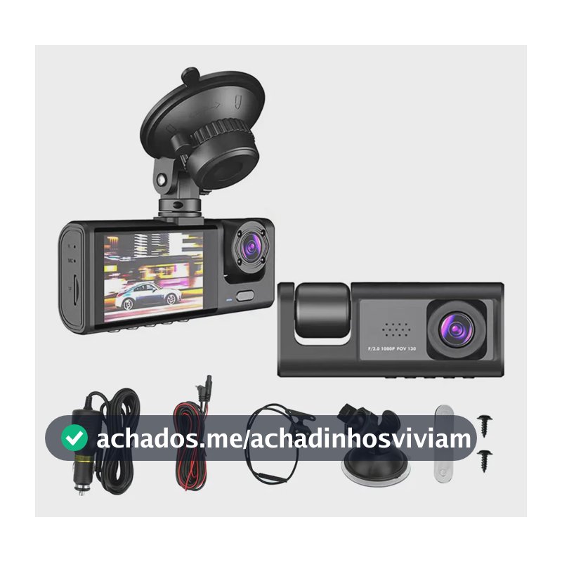 3 Câmera Carro Automotiva Veicular Uber 99 Hd Noturna 1080p 2k Dashcam 2 Lentes DUOSEG