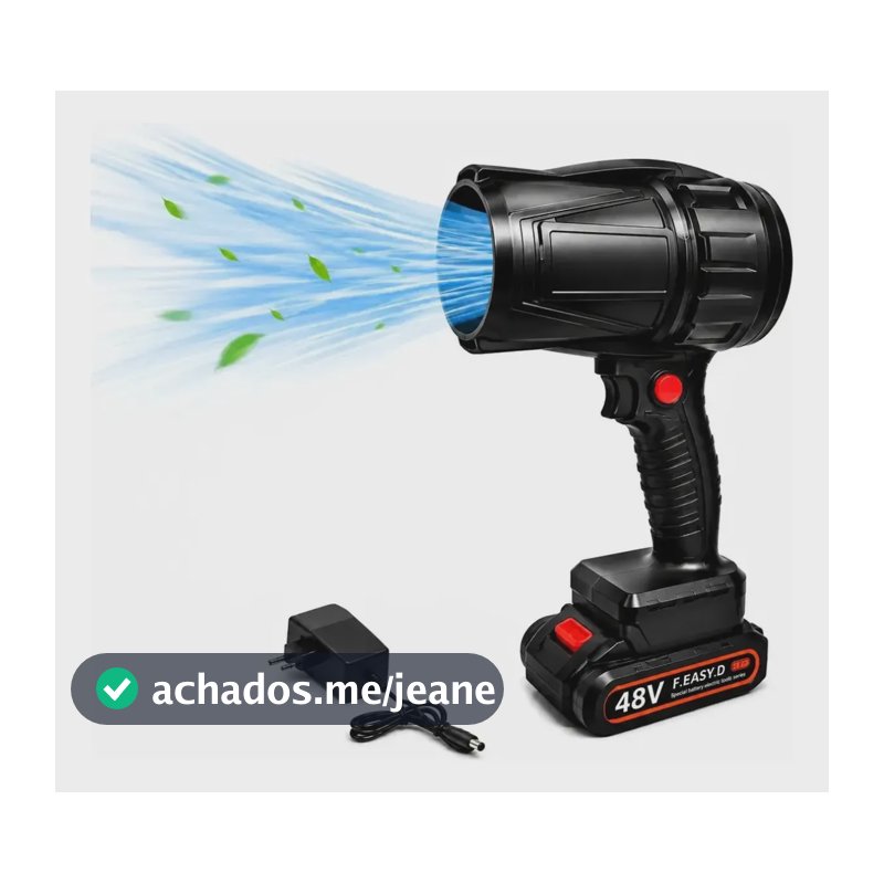 Soprador De Folhas Elétrico 48v Brushless Turbo Portátil Ar Preto 127/220v