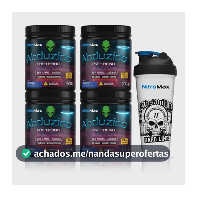Kit 4 Pré-treino Abduzido 300g + Coqueteleira Brinde