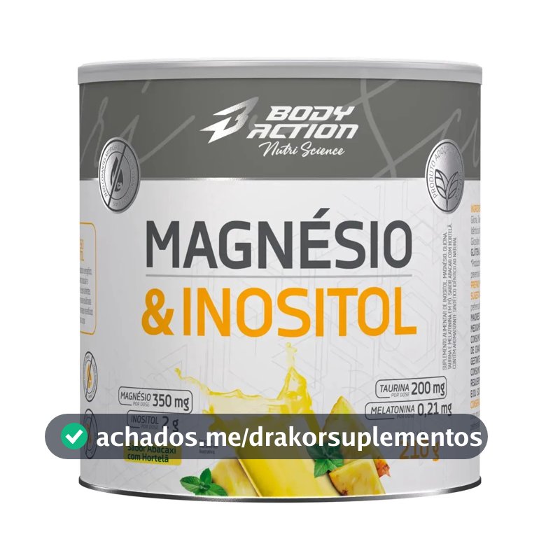 Mineral/Vitamina Bodyaction Nutri Science Magnésio E Inositol Taurina Melatonina 210g em pó sabor Abacaxi com hortelã x 210g