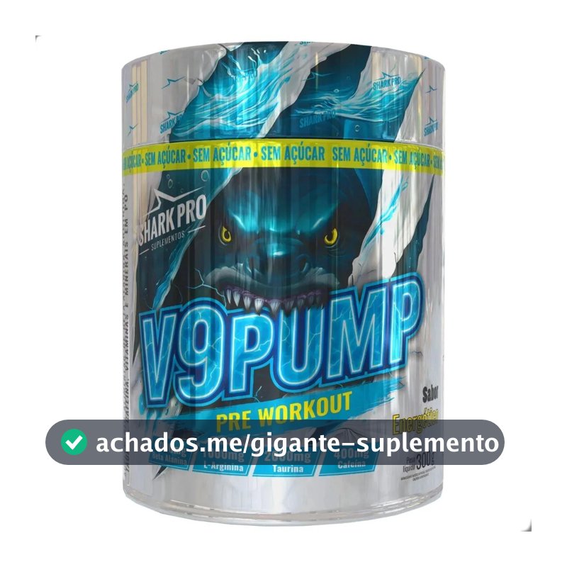 Pre Workout V9 Pump 300g Shark Pro Sabor Energético