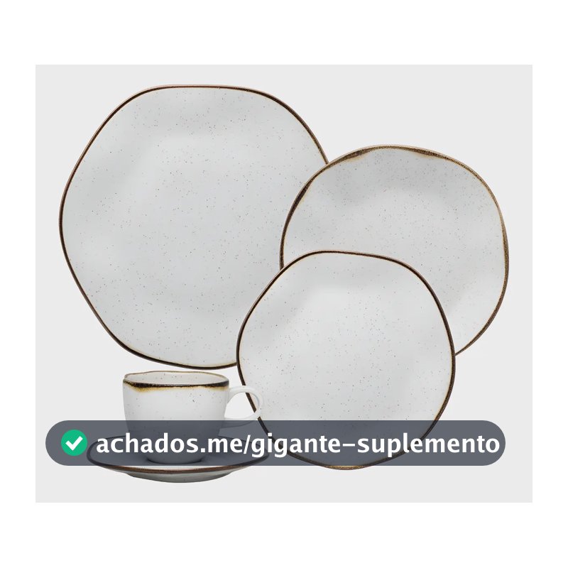 Aparelho de Jantar e Chá Ryo Maresia 20 Peças Off White e Marrom Oxford