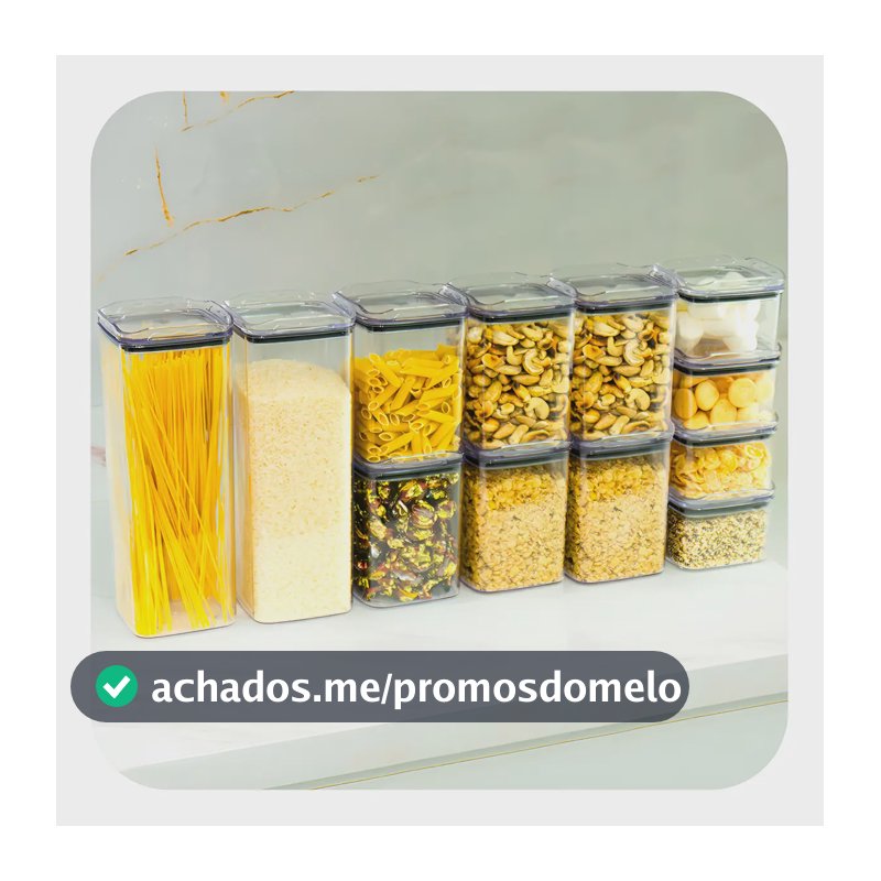 Kit 12 Potes Herméticos Porta Mantimentos Quadrado Cozinha Cor Transparente