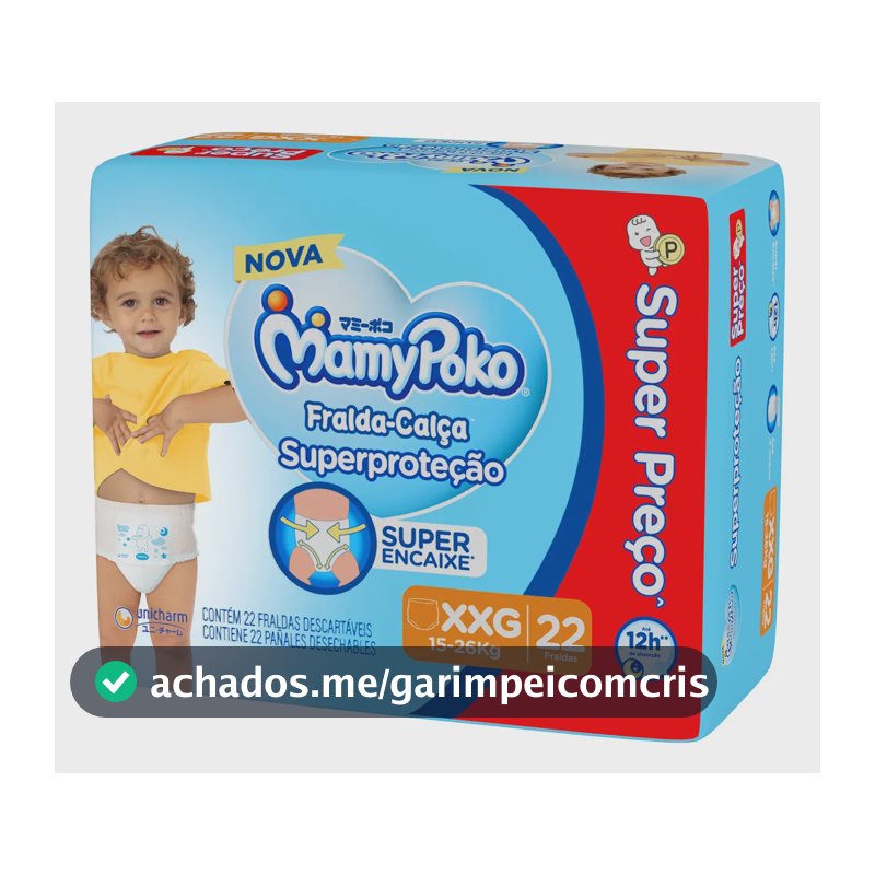 Pacote Fralda Calça Mamy Poko Super Proteção Xxg com 22 unidades
