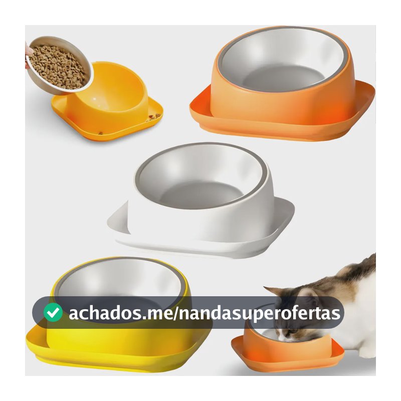 Comedouro Tigela Inox Caes Cachorros Gatos Pet Anti Formiga Cor Laranja Manual