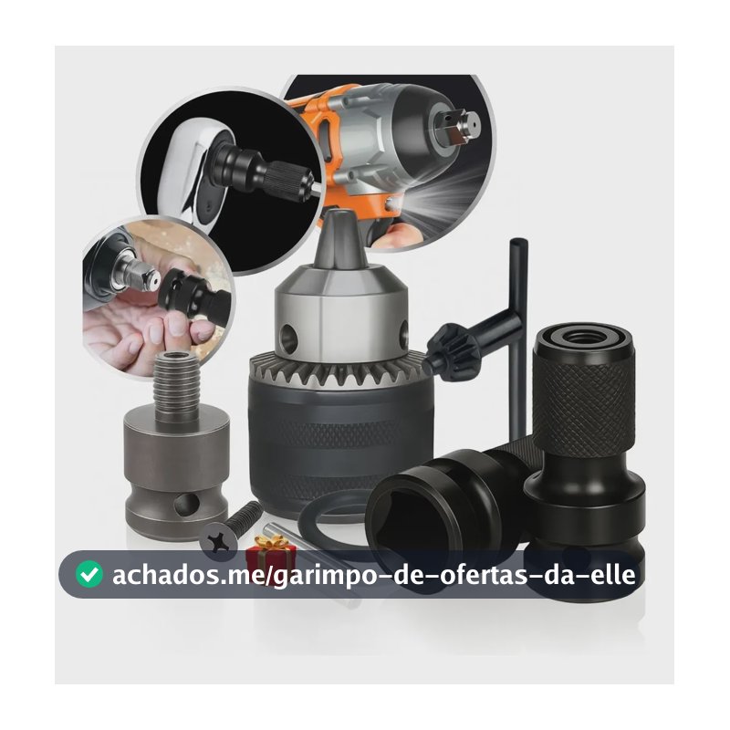 Kit Mandril Haste Soquete Adaptador Chave Impacto 1/2 - 1/4