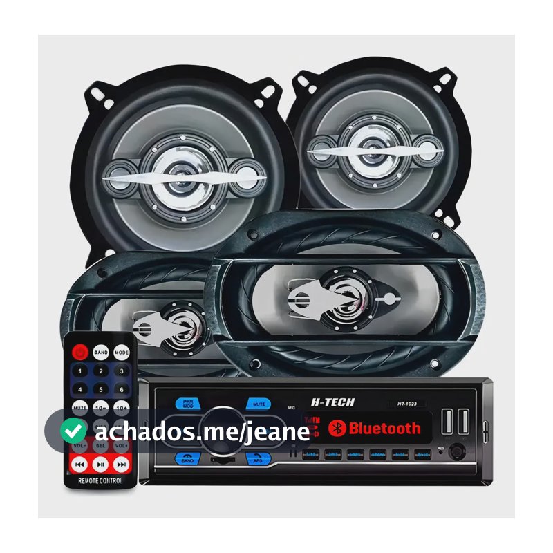 Kit Falante 6x9 + 5 Pol + Rádio Bluetooth Carro Mp3 Usb 310w Cor Prata