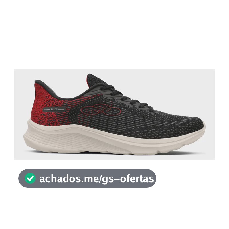 Tênis  Masculino Delta 122 Olympikus Preto/vermelho Liso 35 Br