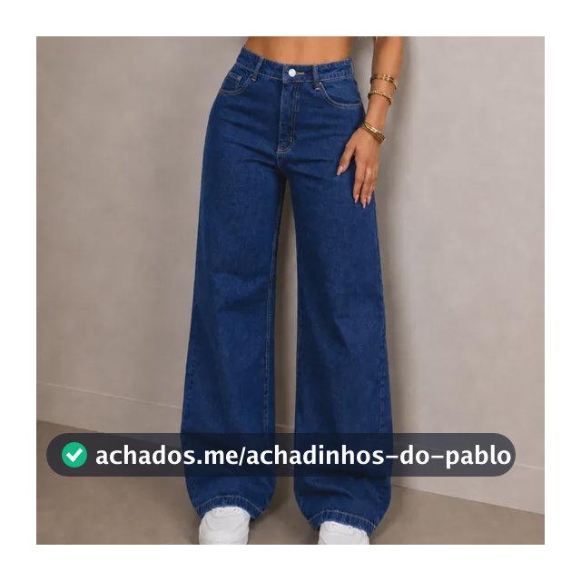 Calça Jeans Pantalona Wide Leg Barra Larga Cintura Alta 100%