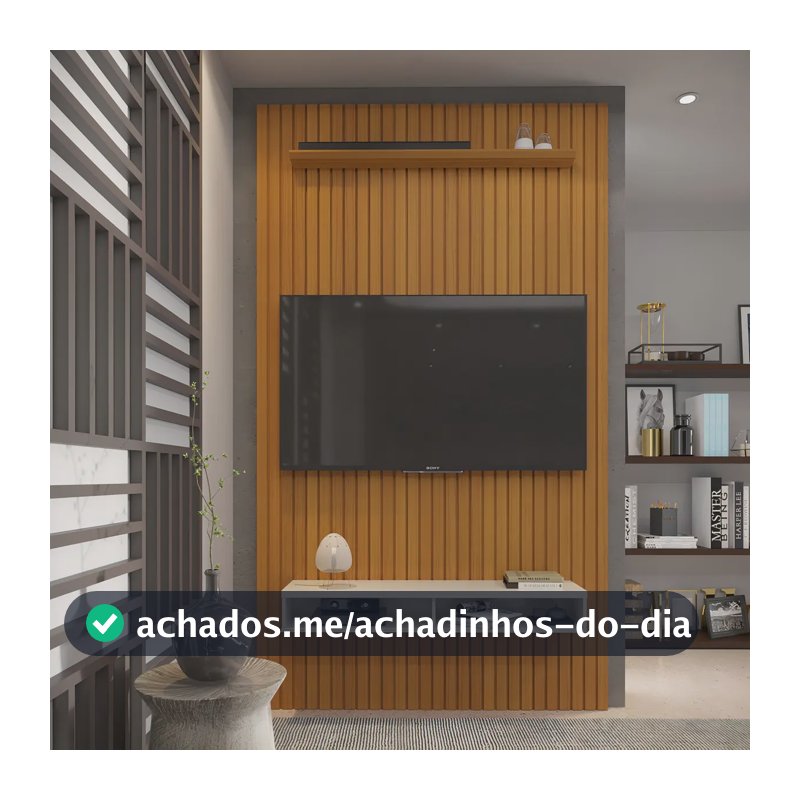 Painel Ripado Para Tv 55 Polegadas Intense Com Nicho 139cm Cor Cedro/Off White