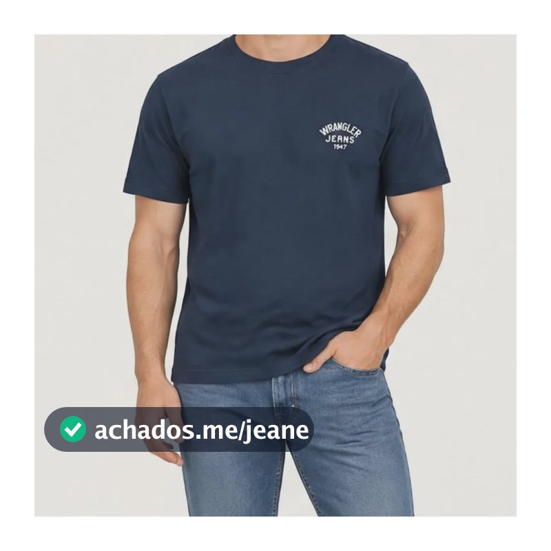 Camiseta Masculina T-shirt Wrangler Básica 100% Algodão Azul-marinho Gg