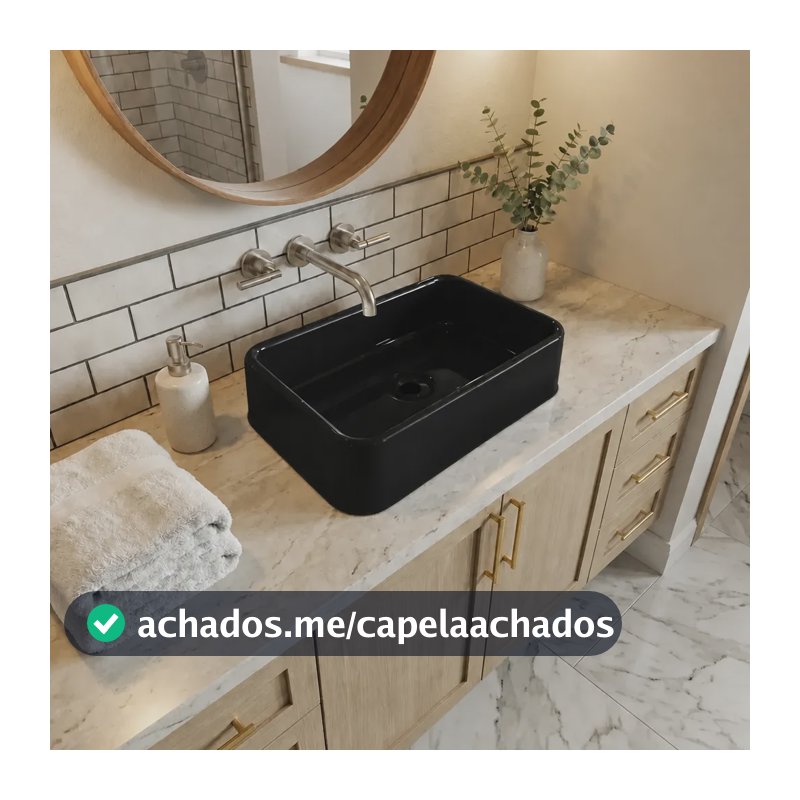 Cuba De Apoio Plástico Polietileno Banheiro Ou Lavabo Torino Preto Brilhante