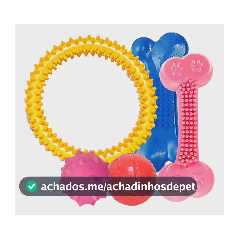 Brinquedo Pet 2d Pet Kit 5 Peças Cão Porte Pequeno Borracha Não Tóxica