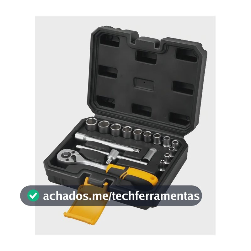 Jogo De Soquetes Sextavados Com Chave Crique Encaixe 1/4 16 Pçs Vonder